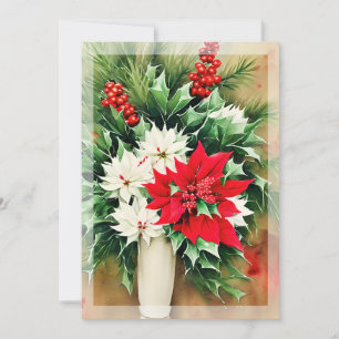 Poinsettia och julbukett budget jul julkort