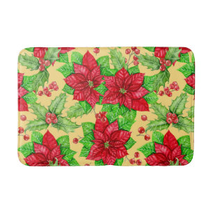 Poinsettia och kullbärets vattenfärg badrumsmatta