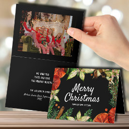 Poinsettia och Orangar Julfoto Helgkort