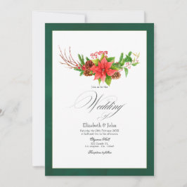 Poinsettia och Tall Julbröllscharm Inbjudningar