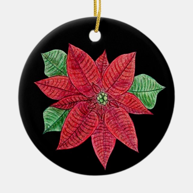 Poinsettia Ornament - Black Background (Framsidan)