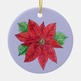 Poinsettia Ornament - Lavender Background