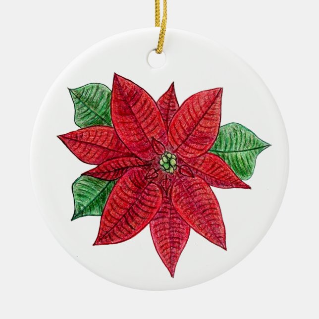 Poinsettia Ornament - Vit bakgrund (Framsidan)