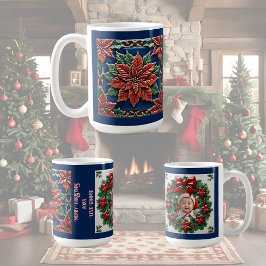Poinsettia på Blå Jul Anpassningsbar Kaffemugg