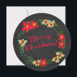 Poinsettia på Chalkboard, God jul! Rund Julkort<br><div class="desc">Poinsettia på Chalkboard,  God jul! Rundkort. Du anpassar dig!</div>