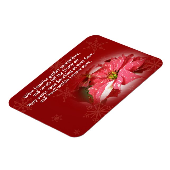 Poinsettia på Röd med Dikt Magnet (Vänstra Sidan)