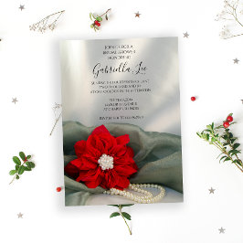 Poinsettia Pärlor på Grön Vinter Bröllopsdusch Inbjudningar