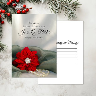 Poinsettia Pearls Winter en minnesbegravning Anteckningskort