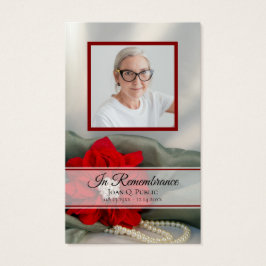 Poinsettia Pearls Winter Funeral Memorial Prayer Visitkort