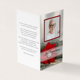 Poinsettia Pearls Winter Funeral Memorial Prayer Visitkort