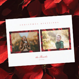 Poinsettia Petals Ram 2-fotojulkort Julkort
