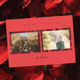 Poinsettia Petals Ram 2-fotojulkort Julkort