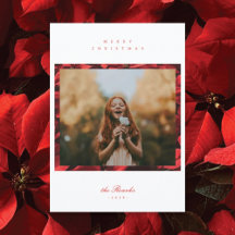 Poinsettia Petals Ram-julkort
