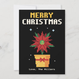 Poinsettia Pixel Art Christmas Card Julkort