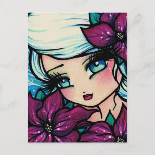 Poinsettia Pixie jul Fairy Snö vykort