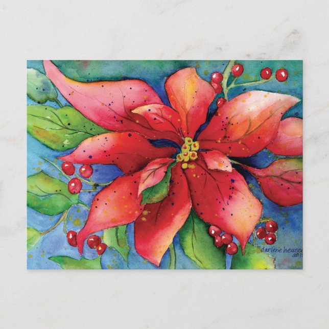 Poinsettia Postcard Vykort (Framsida)