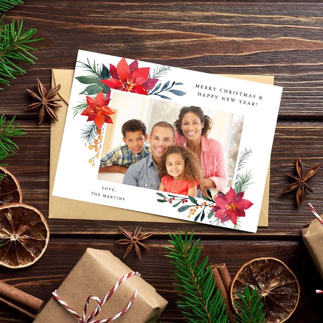Poinsettia Ram H Photo Helgdag Card (Skapare uppladdad)
