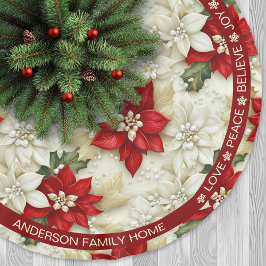 Poinsettia Red Beige Festive Ord jul Julgransmatta Borstad Polyester