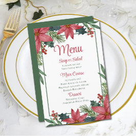 Poinsettia Red Blommigt jul Bröllop Menu