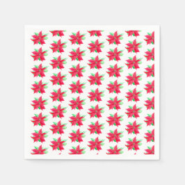 Poinsettia Red Blommigt Julblomma Pappersservett