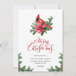 Poinsettia Red Cardinal jul Hälsning Julkort