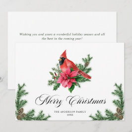 Poinsettia Red Cardinal jul Hälsning Julkort