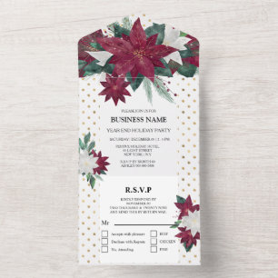 Poinsettia red guld white julfest redigerbar