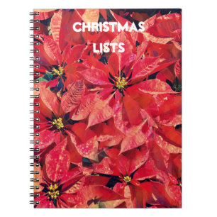 Poinsettia Red jul Lists Journal bärbara dator Anteckningsbok