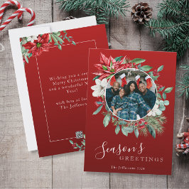 Poinsettia Red Photo Season God Jul Julkort