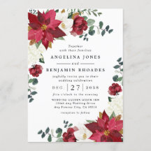 Poinsettia Red Winter Rustic jul Bröllop