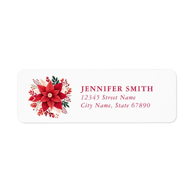 Poinsettia Returetiketters Returadress Etikett (Framsidan)