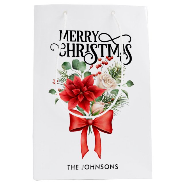 Poinsettia Ro Julblomman Bouquet (Framsidan)