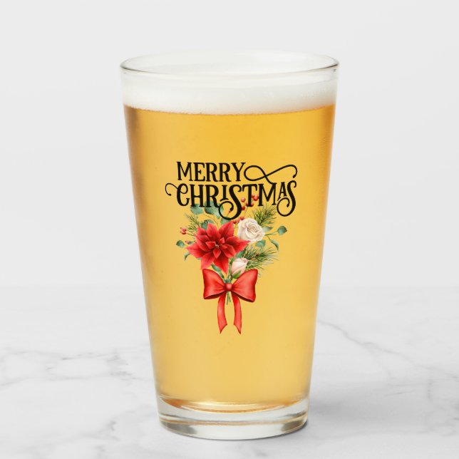 Poinsettia Ro Julblomman Bouquet Glaskopp (Framsida fylld)