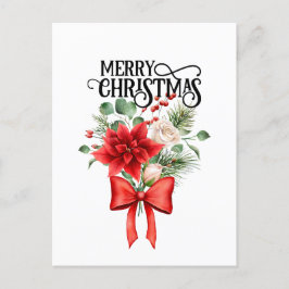 Poinsettia Ro Julblomman Bouquet Helg Vykort