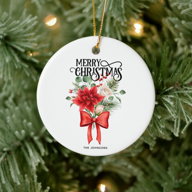 Poinsettia Ro Julblomman Bouquet Julgransprydnad Keramik (Träd)