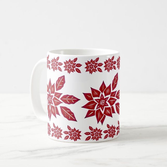 Poinsettia (röd) kaffemugg (Framsida vänster)