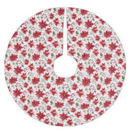 Poinsettia Röd Vit Grön Högtid Jul Julgransmatta Borstad Polyester