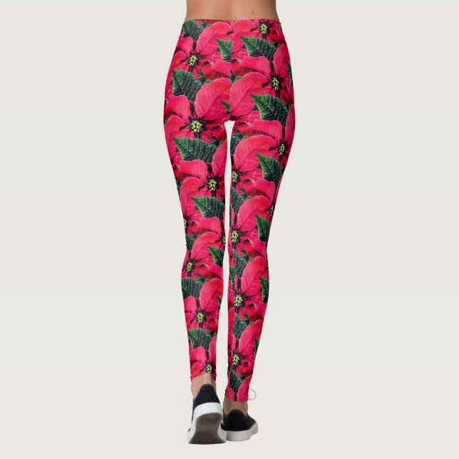 Poinsettia Roligt Abstrakt Artsy Leggings (Baksida)