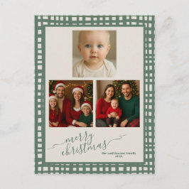 Poinsettia Sage Green Christmas Photos Vykort