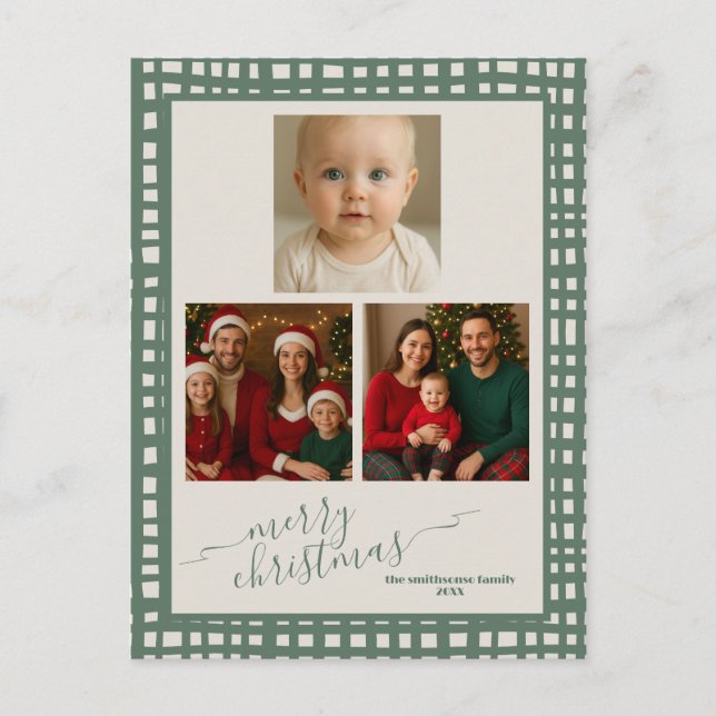 Poinsettia Sage Green Christmas Photos Vykort (Framsida)