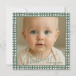 Poinsettia Sage Green Ivory Christmas Photo Julkort