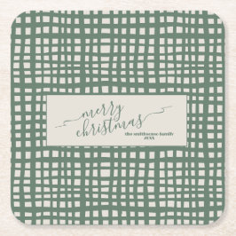 Poinsettia Sage Ivory Christmas elegant Underlägg Papper Kvadrat