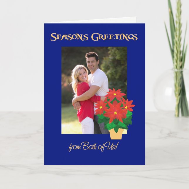 Poinsettia Season hälsningar från båda foten Helgkort (Framsida)