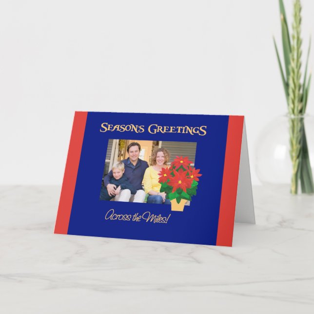 Poinsettia Season hälsningar över Miles Helgkort (Framsida)