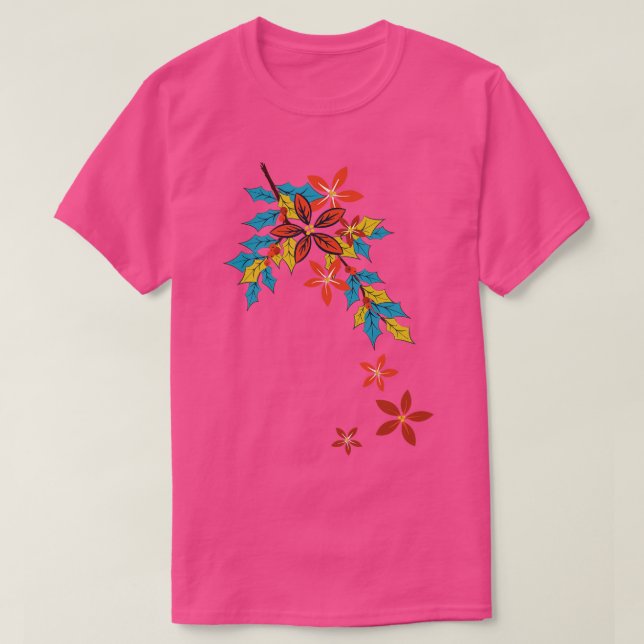 Poinsettia Sprig T Shirt (Design framsida)