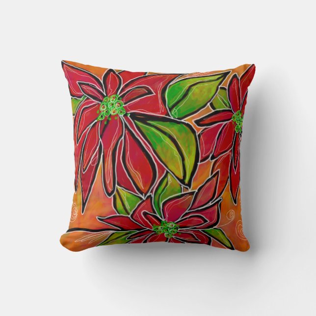 Poinsettia Square Pillow Kudde (Framsida)