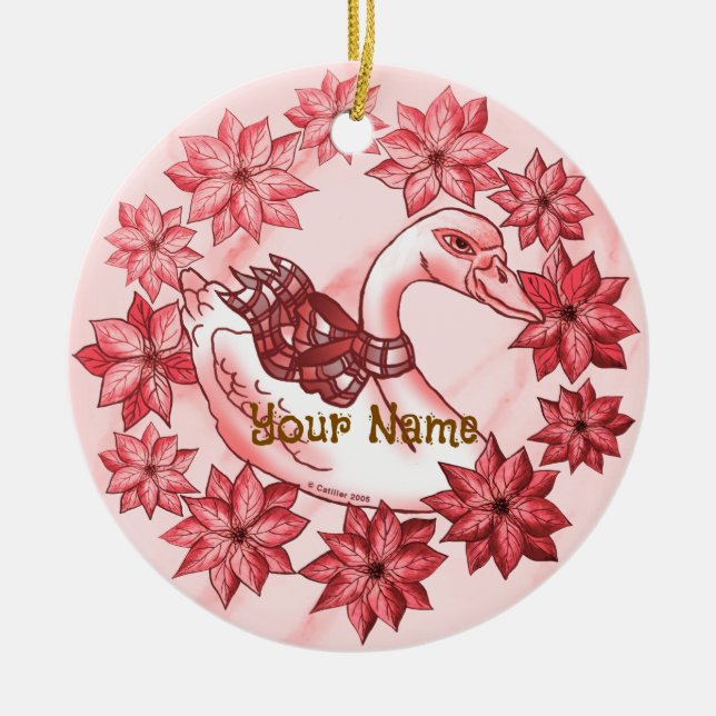 Poinsettia Svan Julgransprydnad Keramik (Framsidan)