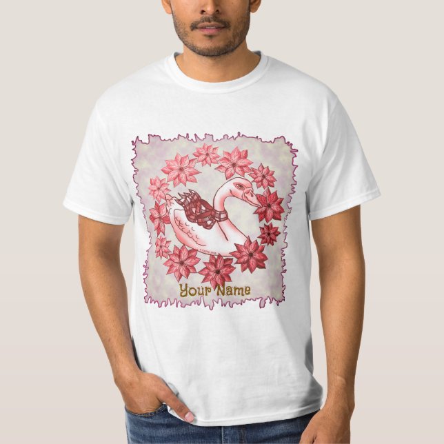 Poinsettia Swan T Shirt (Framsida)