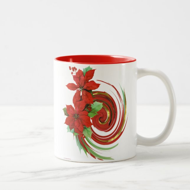 Poinsettia Swirl Två-Tonad Mugg (Höger)