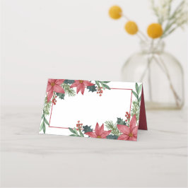Poinsettia Tack Red Blommigt jul Bröllop Placeringskort